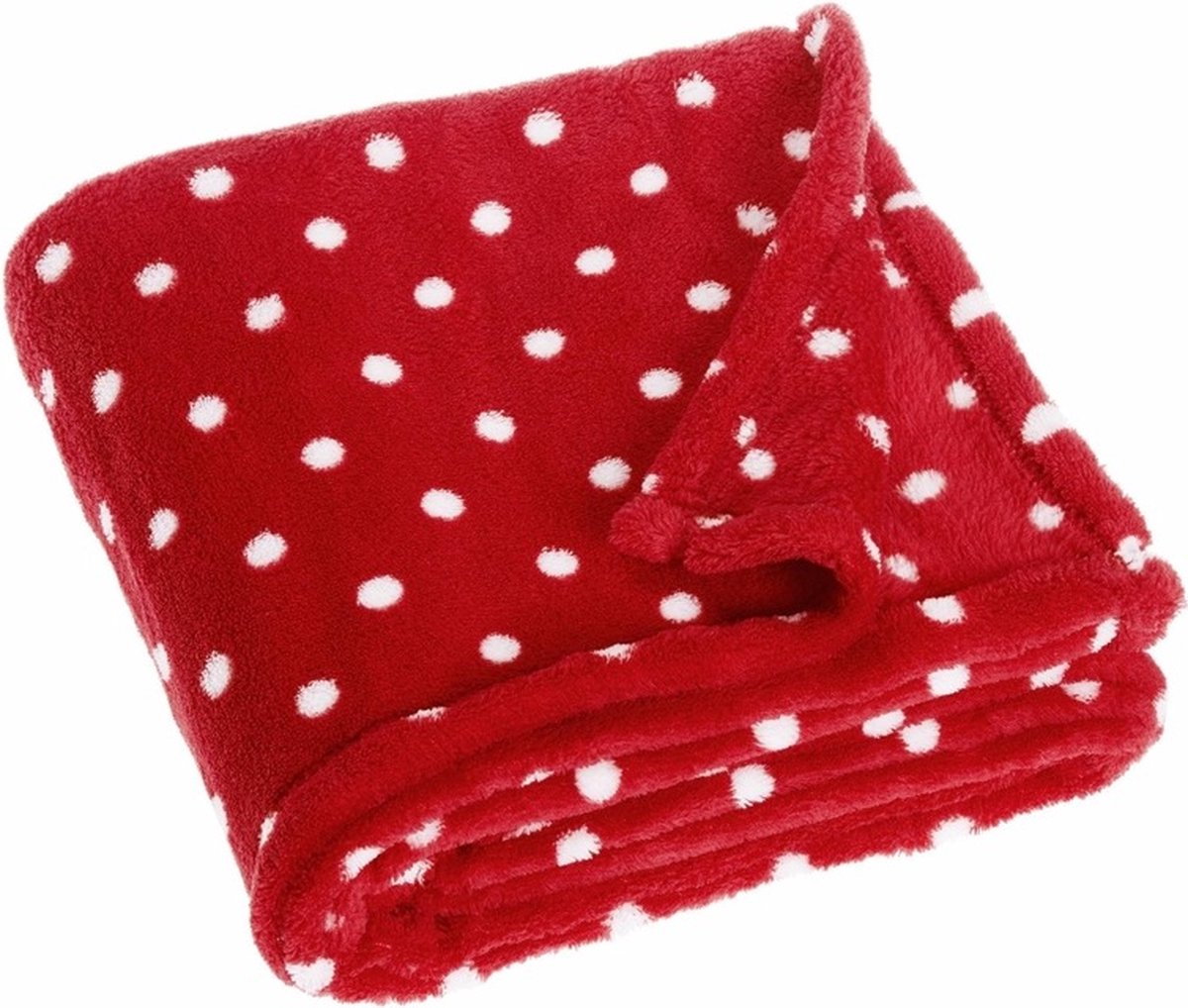 Playshoes Fleece deken met rode stippen design - 75 x 100 cm - polyester Rood