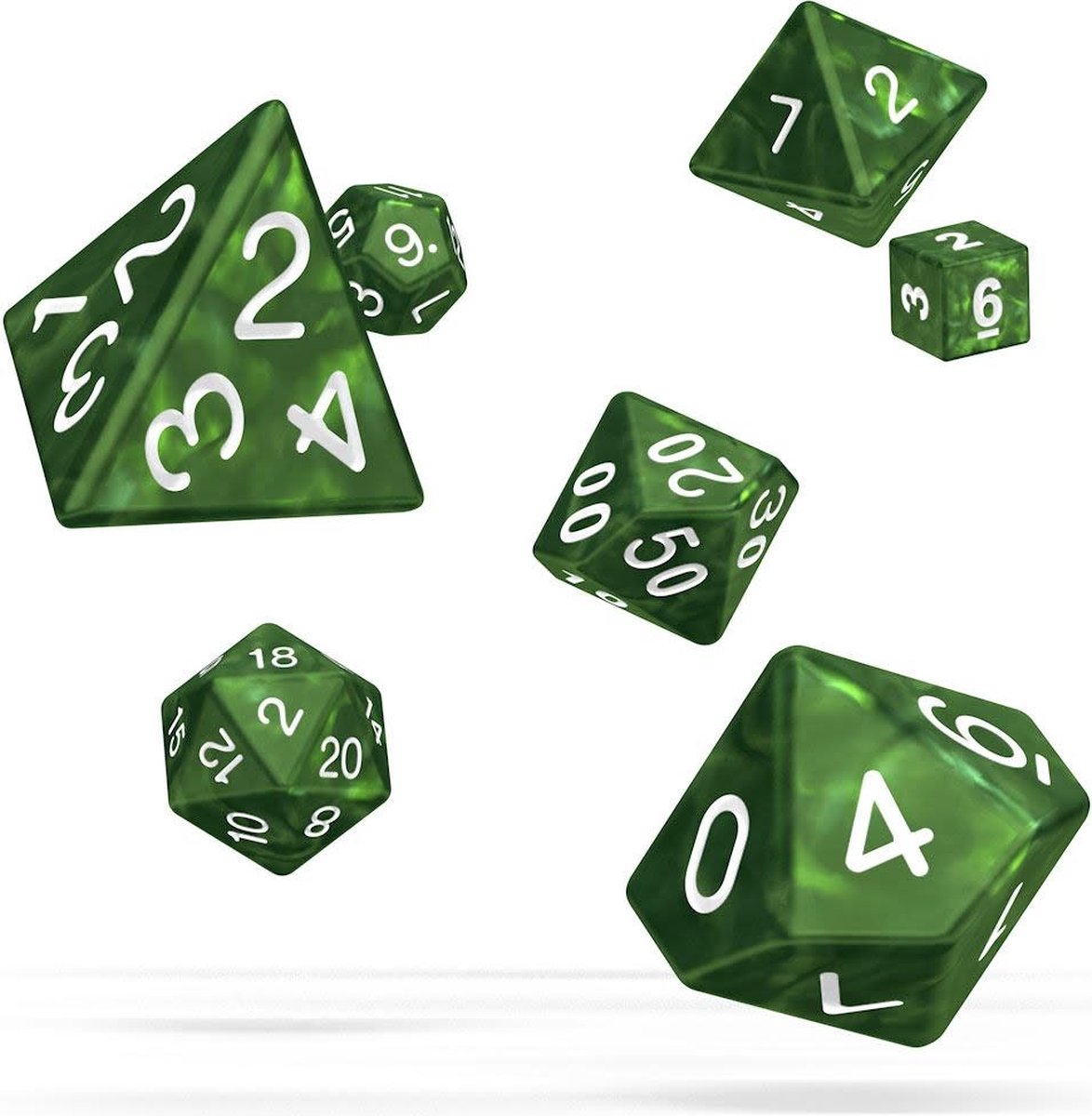 Green / Groen Marble RGP set Dobbelstenen Oakie Doakie