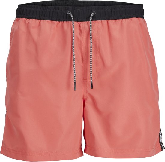 Jack & Jones Shorts de bain Homme JPSTFIJI Black Tape Plain Hot Coral - Taille L