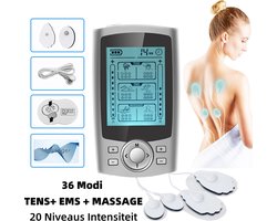 NatuurNook® - 3 in 1 Massage Apparaat - TENS - EMS - Massage - 36 Modi - 20 Niveaus Intensiteit - 2 Onafhankelijke Kanaal- Spierstimulator Machine - Oplaadbare Elektrische Puls Masseur