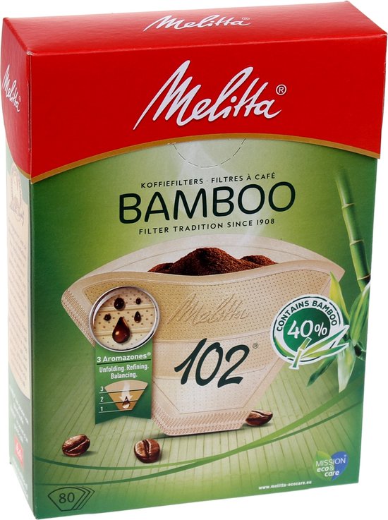 80 x filterzakken/koffiefilters Melitta Original 102 (natuurbruin/3 aromazone-filters