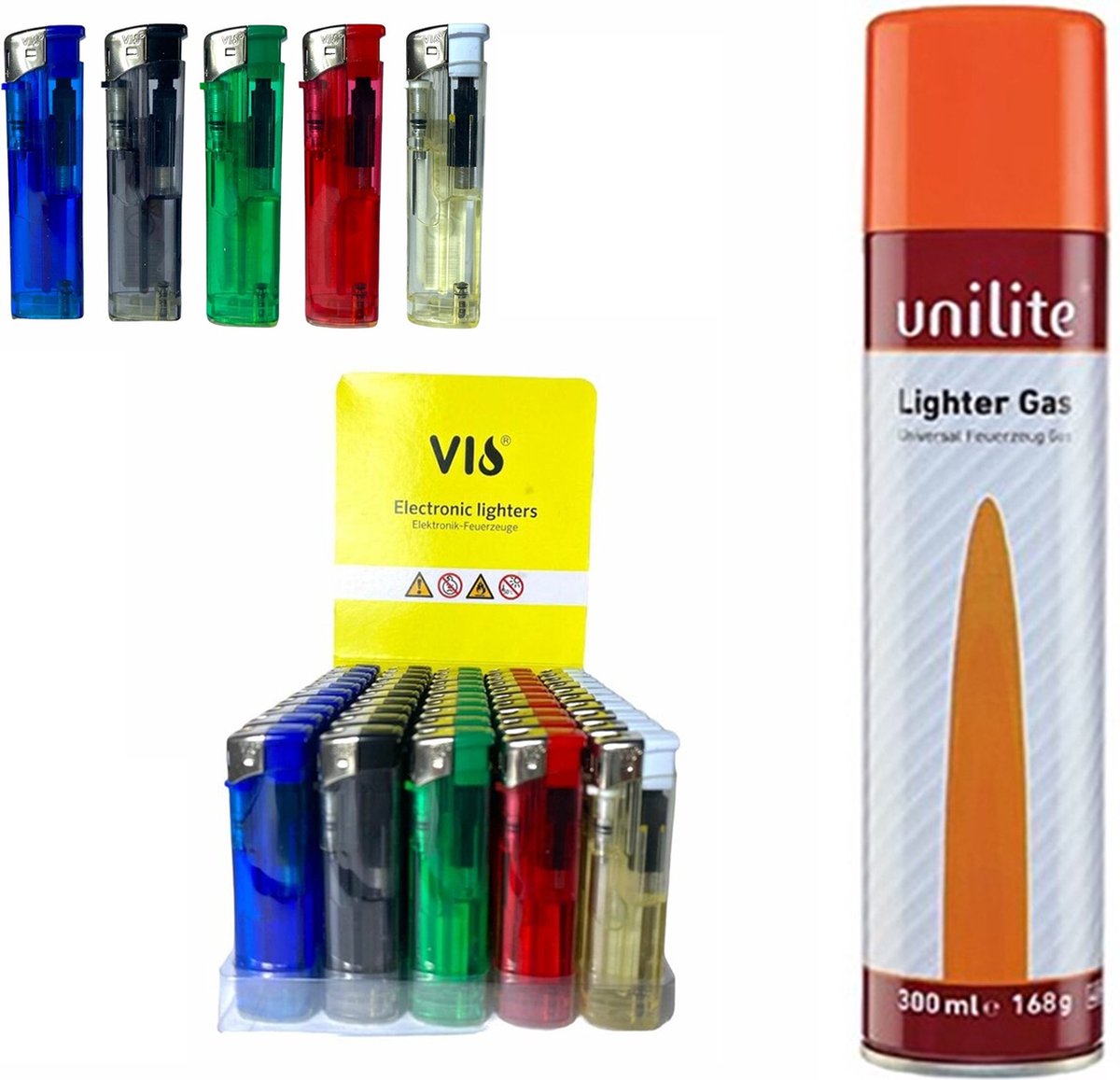 Goedkoopste klik aanstekers 50 stuks in tray - transparant doorzichtig - navulbaar aansteker - lighters gas fles