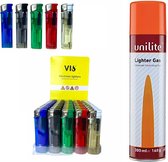 klik aanstekers 50 stuks in tray - transparant doorzichtig - navulbaar aansteker - lighters + gas fles