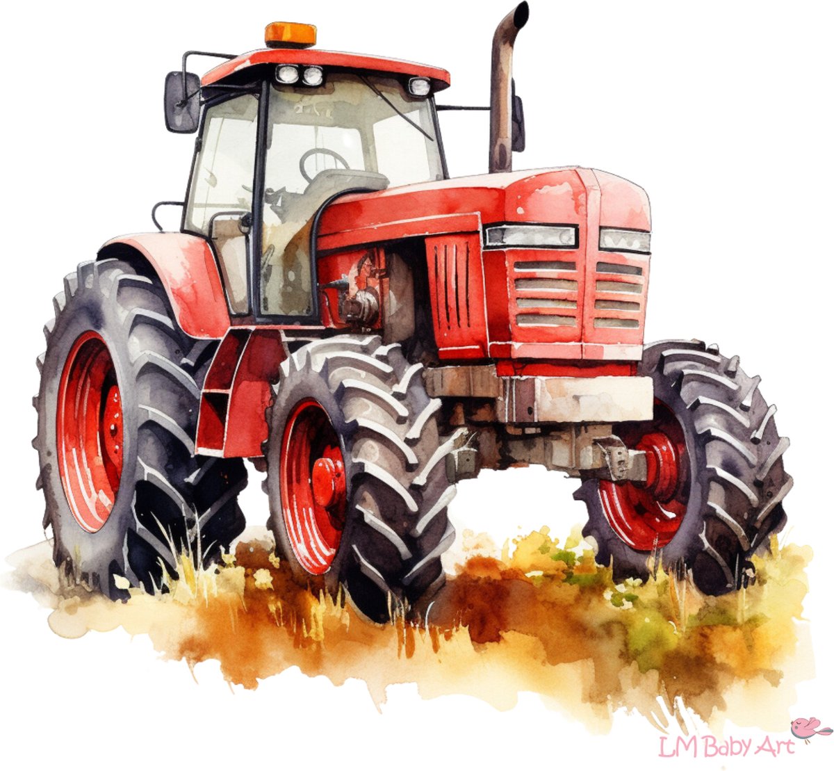 LM Baby Art | Muursticker rode tractor | 70x60cm