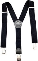 Bretelles noires - Bretelles hommes adultes - Bretelles pour hommes - 3 clips qui ne se détachent pas