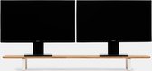 Oakywood Desk Shelf - Massief Eiken / Wit - Echt Hout Dual Monitor Standaard Beeldschermverhoger Clean Desk Ergonomisch Stijlvol