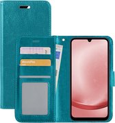 Hoes Geschikt voor Samsung A25 Hoesje Book Case Hoes Flip Cover Wallet Bookcase - Turquoise