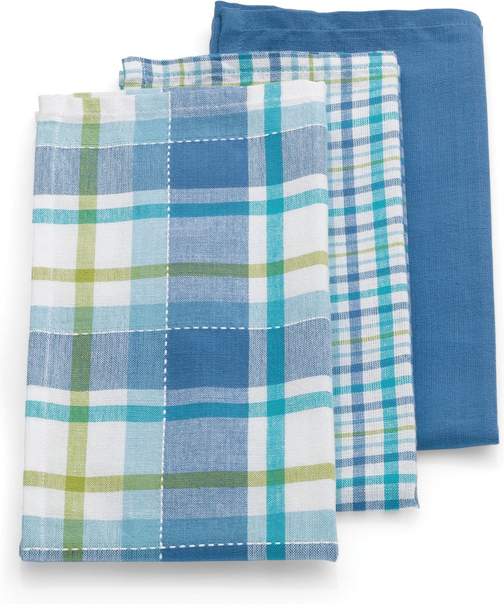 Kela Keuken Pasado Theedoek 3 Designs Set van 12 Stuks Kunststof Blauw