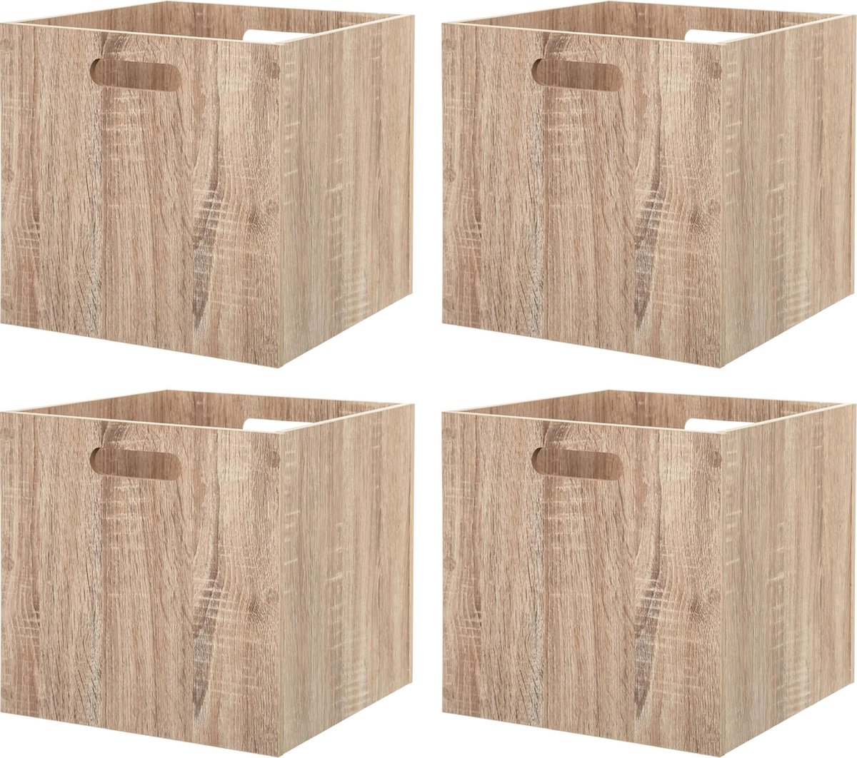 Kast opbergmand/kastmand - 4x - lichtbruin - mdf hout - 29 liter - 31 x 31 x 31 cm - inklapbaar