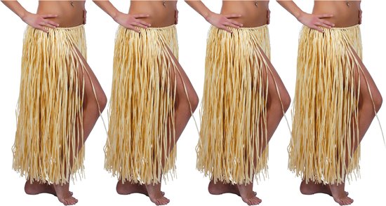 Fiestas Guirca Hawaii jupe de déguisement - 4x - pour adultes - naturel - 75cm - jupe hula - tropicale