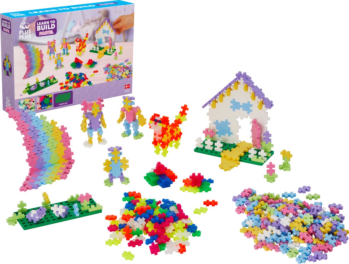 Plus-Plus Learn to Build pastel 600 delige bouwset - 5009 - Bouwspeelgoed - Constructiespeelgoed - Set met bouwstenen - Vanaf 5 jaar