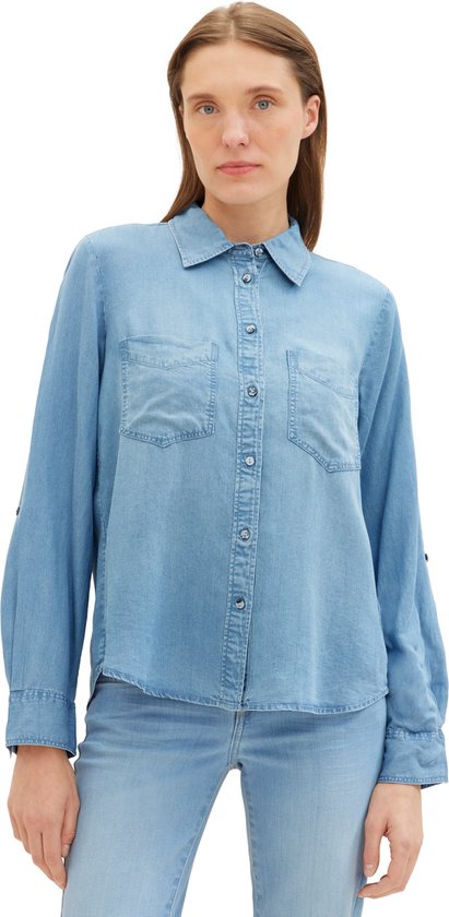 TOM TAILOR blouse denim look Dames Blouse - Maat 36