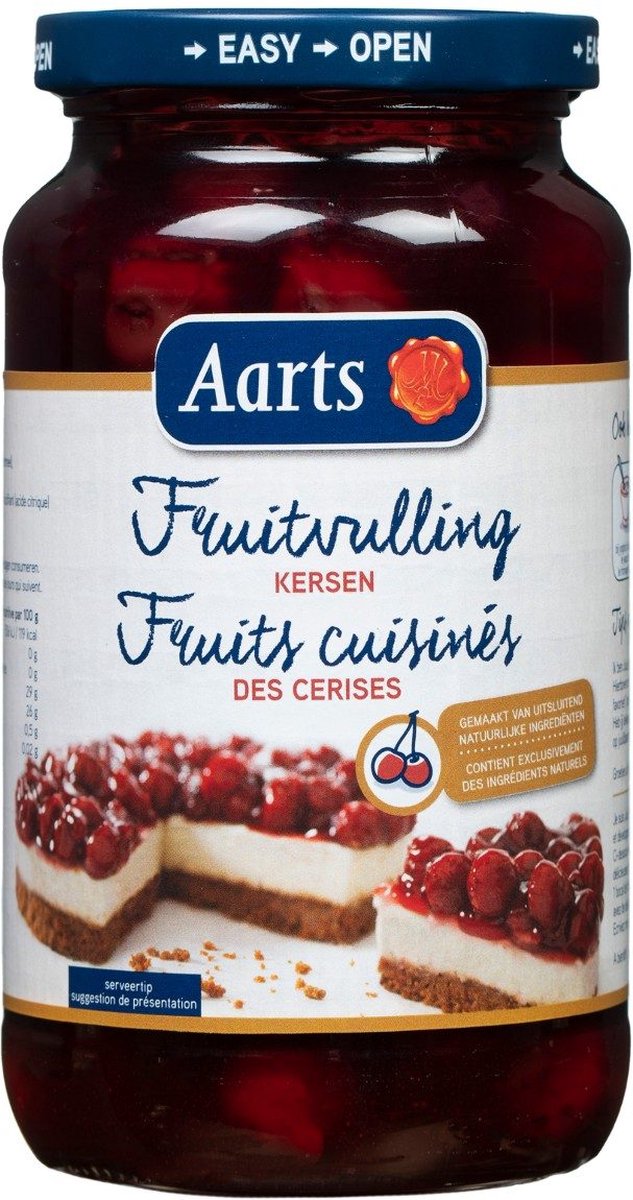 Aarts fruitvulling kersen - fruit voor bakken en desserts - 58 cl