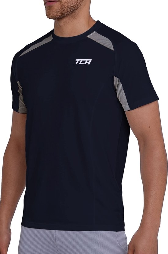 TCA Mannen QuickDry Prestatiegerichte Hardloop Gym Trainings Top - Donkerblauw, L