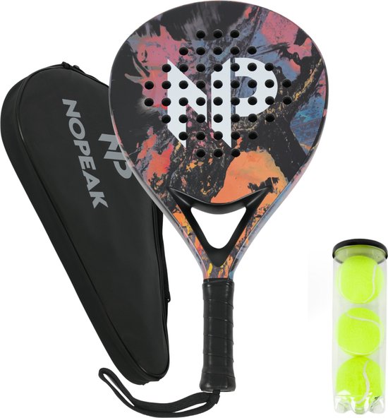 Padelracket NOPEAK Volcanic - Art Nature collection - Inclusief Padel tas en Padel ballen – Padelracket