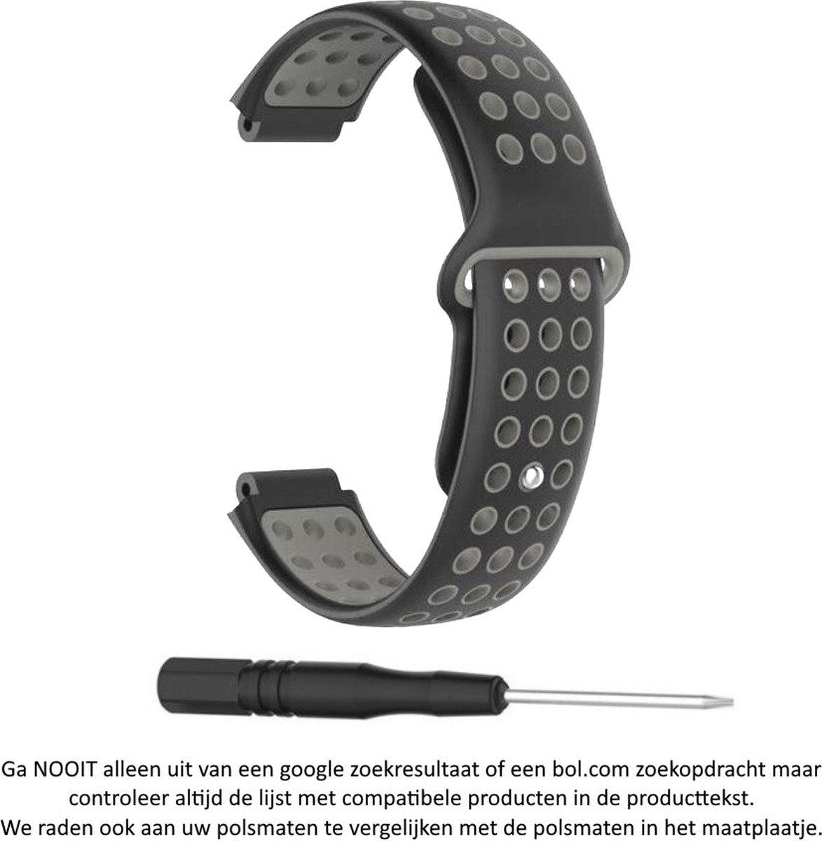 Zwart Grijs siliconen bandje voor de Garmin Forerunner