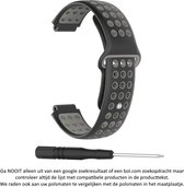 Zwart Grijs siliconen bandje geschikt voor de Garmin Forerunner 220, 230, 235, 620, 630, 735XT, Approach S20, S5 & S6 – Maat: zie maatfoto - horlogeband - polsband - strap - siliconen - rubber - black grey