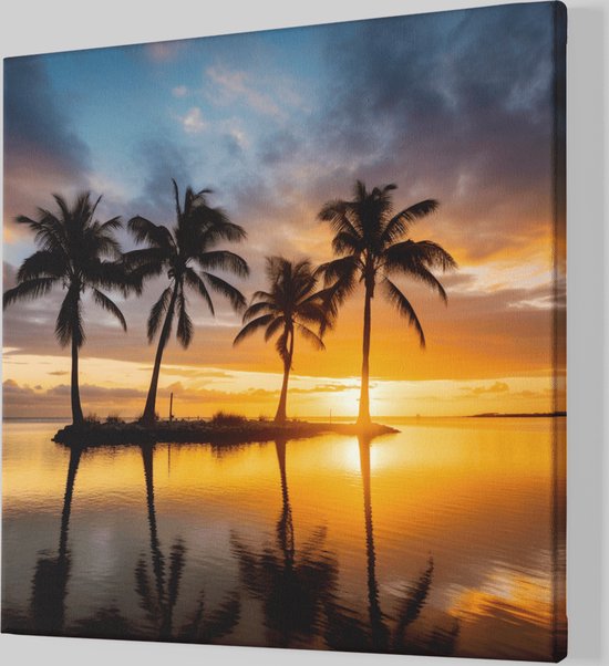 Peinture sur toile - Paysage - Coucher de soleil - 100x100x2 cm