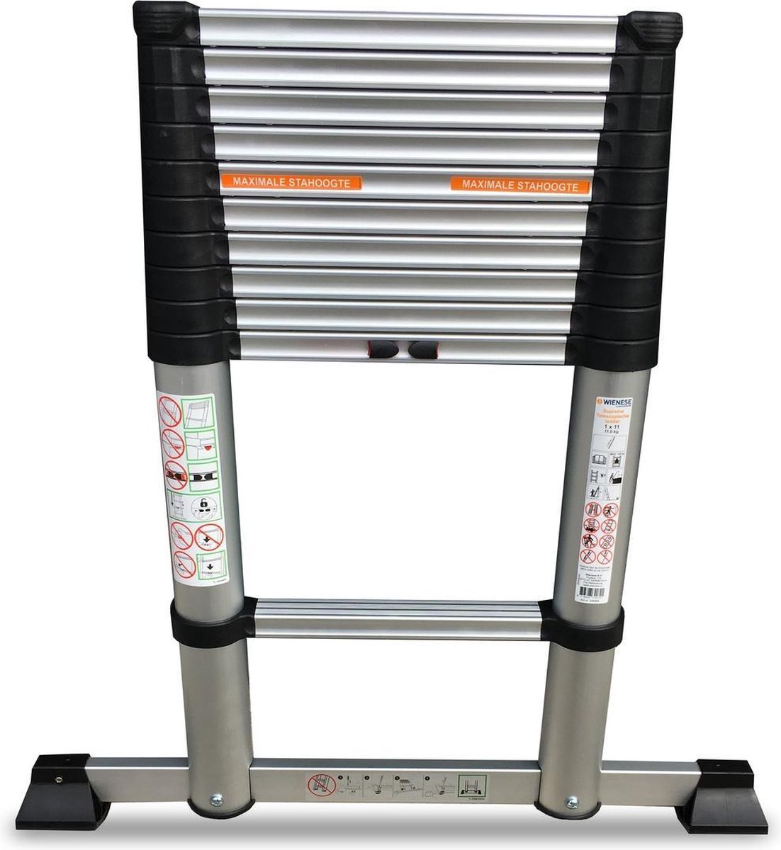 Wienese Telescoopladder 13 treden | Lengte 3.80 meter | Werkhoogte: 4.80 meter | Professioneel gebruik