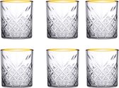 Glozini Luxe Whiskey Glazen met Gouden Rand - Set van 6 - Whisky glazen - Whiskyglazen - Whiskeyglas