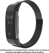 Zwarte Milanees Bandje voor Fitbit Charge 3 / Charge 3 SE / Charge 4 – Milanese smartwatch strap - Polsbandje - Staal - RVS