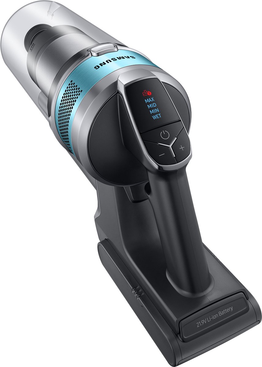 Samsung Jet 75 turbo Steelstofzuiger Batterij/Accu Droog HEPA Zakloos 0,8 l 550 W Zwart, Chroom, Muntkleur, Blauwgroen