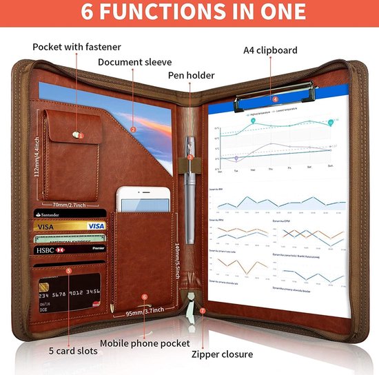 Foto: Schrijfmap business padfolio document organizer schrijf case