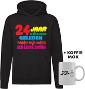24 jaar Hoodie + Koffie Mok - verjaardag - jarig - feest - 24e verjaardag - grappig - cadeau - unisex - trui - sweater - capuchon