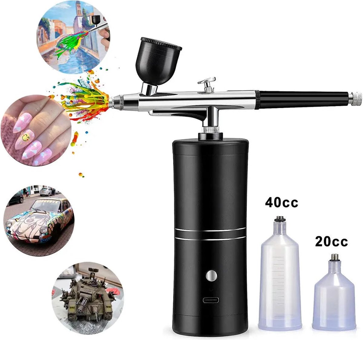 Beroli Airbrush set met compressor Nail art Body art Modelbouw