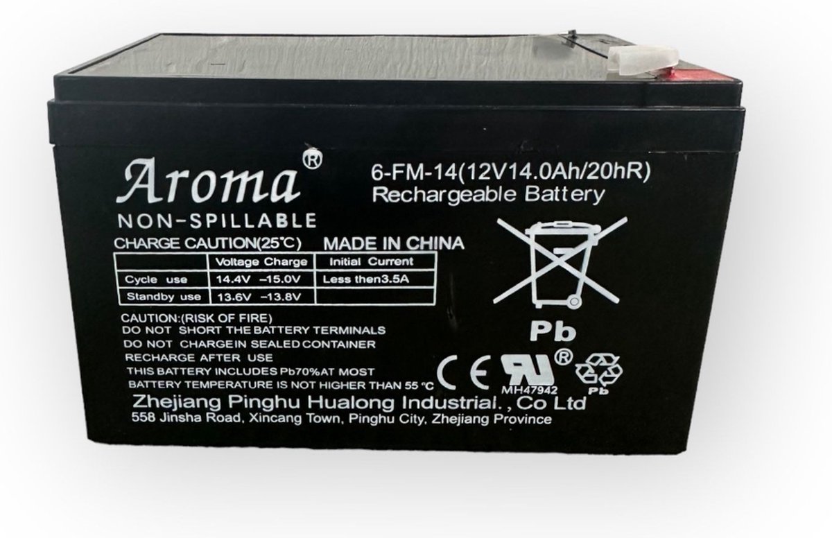Aroma Lood-Zuur-Accu 12V 14Ah oplaadbare batterij Cyclic/Standby F1 - 4.8mm aansluiting