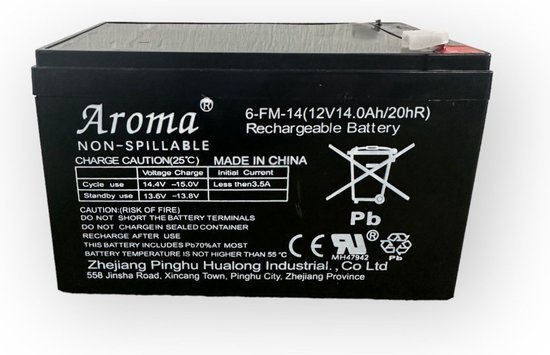 Foto: Aroma lood zuur accu 12v 14ah oplaadbare batterij cyclic standby f1 4 8mm aansluiting