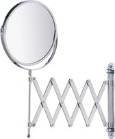 Miroir cosmétique mural télescope Exclusiv, miroir cosmétique avec surface miroir 100 % et grossissement 3x (L/H) : Ø 17 cm, extensible en continu, rotatif et réglable en hauteur, 19 x