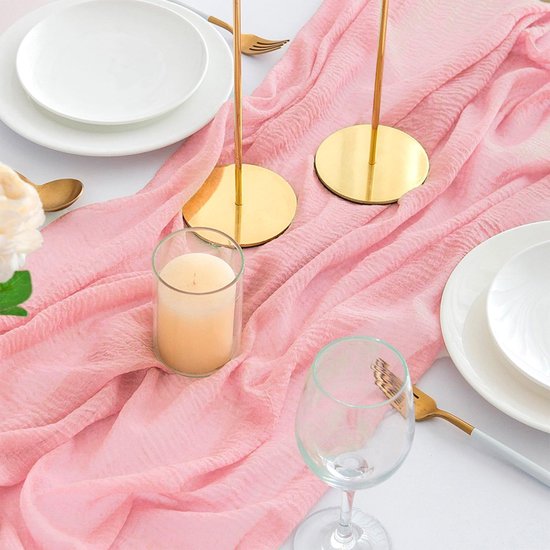 Artoid Mode Boho perzikgaas bruiloft kaasdoek 80 x 300 cm tafelloper seizoensgebonden stof keuken eetkamer vakantie tafel decor voor thuisfeest