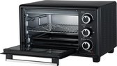 Mini-oven, 20 liter, kleine mini-oven met circulatie, 60 minuten timer, pizza-oven, 1380 W, zwart