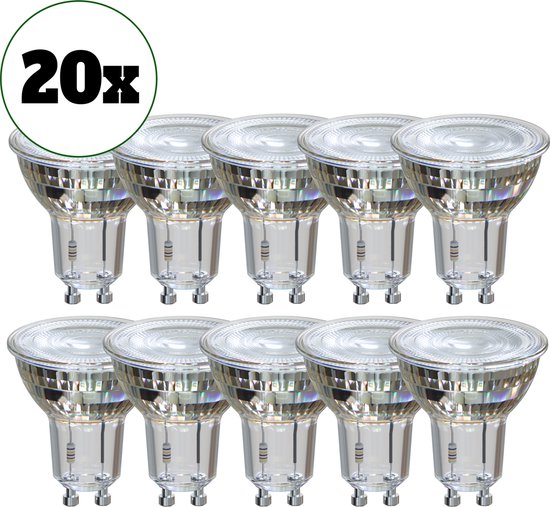 Reflector Spot - GU10 LED Lamp - Set van 20 stuks - 5W - Inbouwspot - Warm Wit Licht - Dimbaar - Voordeelverpakking