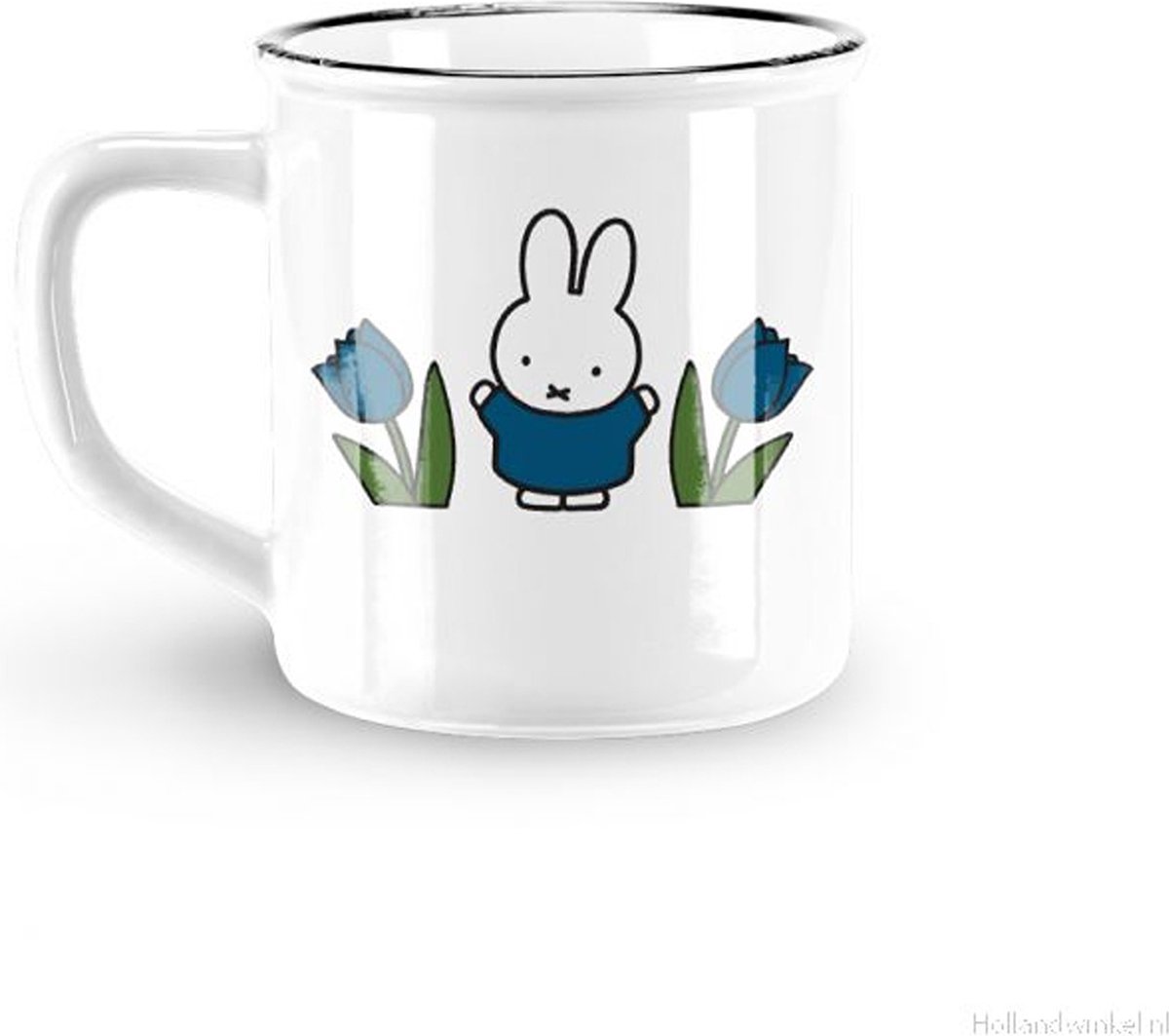 Nijntje keramische mok retro Wit Blauw Tulpen - Utrecht - Nijntje - Domtoren - Mok - Beker