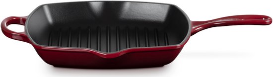 Le Creuset Grillpan Signature - Garnet - 26 x 26 cm - Geëmailleerde Anti-aanbaklaag - Duurzaam, Vaatwasserbestendig en Perfect voor Gezond Grillen en Bakken