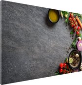 Designglas Whiteboard - Metaal - Magneetbord - Memobord - Ingrediënten op leisteen tafel - 60x40cm