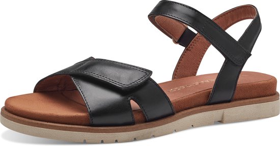 MARCO TOZZI premio , all Leather with Feel Me Softstep Footbed Dames Sandalen - BLACK - Maat 41