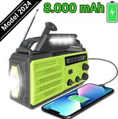 Noodradio Solar Opwindbaar - 8.000 mAh - Model 2024 - Radio op Batterijen - Noodpakket - Solar Powerbank - Zaklamp - Noodrantsoen - Powerbank Zonneenergie - Noodradio Opwindbaar -