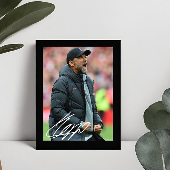 Jürgen Klopp Kunst - Gedrukte handtekening - 10 x 15 cm - In Klassiek Zwart Frame - Liverpool FC Manager - YNWA - Voetbal - NIKE - You'll Never Walk Alone - Anfield Road