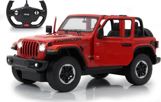 JAMARA 405180 – Jeep Wrangler JL 1:14 Porte manuelle 2,4 GHz – Sous licence officielle, jusqu'à 1 heure de conduite, environ 11 km/h, détails parfaitement recréés, intérieur détaillé, lumière LED