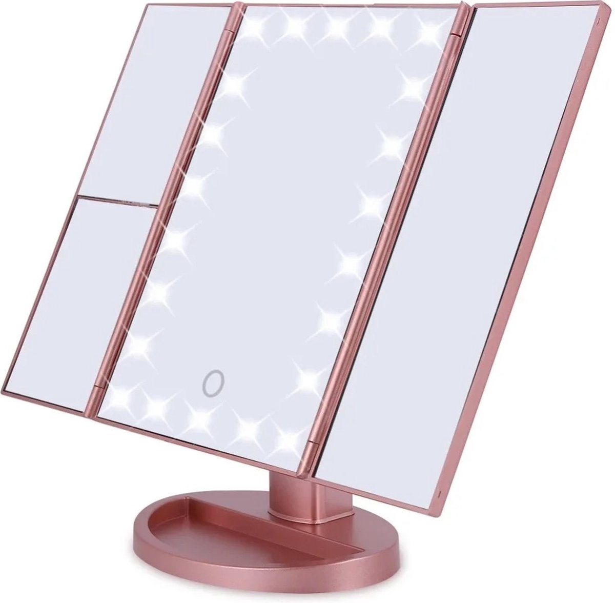 B.O.S. 22 Led Licht Make Up spiegels 1 2 3x Vergrotende Cosmetische 3 Opvouwbare Make-Up Spiegels 180 Rotatie Dimmer Schoonheid Tafelspiegels