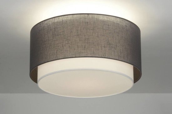 Lumidora Plafondlamp 88529 - Plafonniere - CAIRO - E27 - Grijs - Taupe - Textiel - ⌀ 47 cm