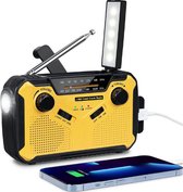 Zwengelradio - FM/AM Middengolfradio - Zonne Radio, USB Oplaadbaar - Noodradio met SOS-alarm/Zaklamp voor Camping - USB-Poort