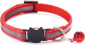 CHPN - Kattenhalsband - Halsband voor katten - Veilige en verstelbare kattenhalsband - Reflecterend - Met belletje - 19/32CM - Rood - Geschikt voor katten en kittens - Halsband met reflectie - Verstelbaar kattenbandje