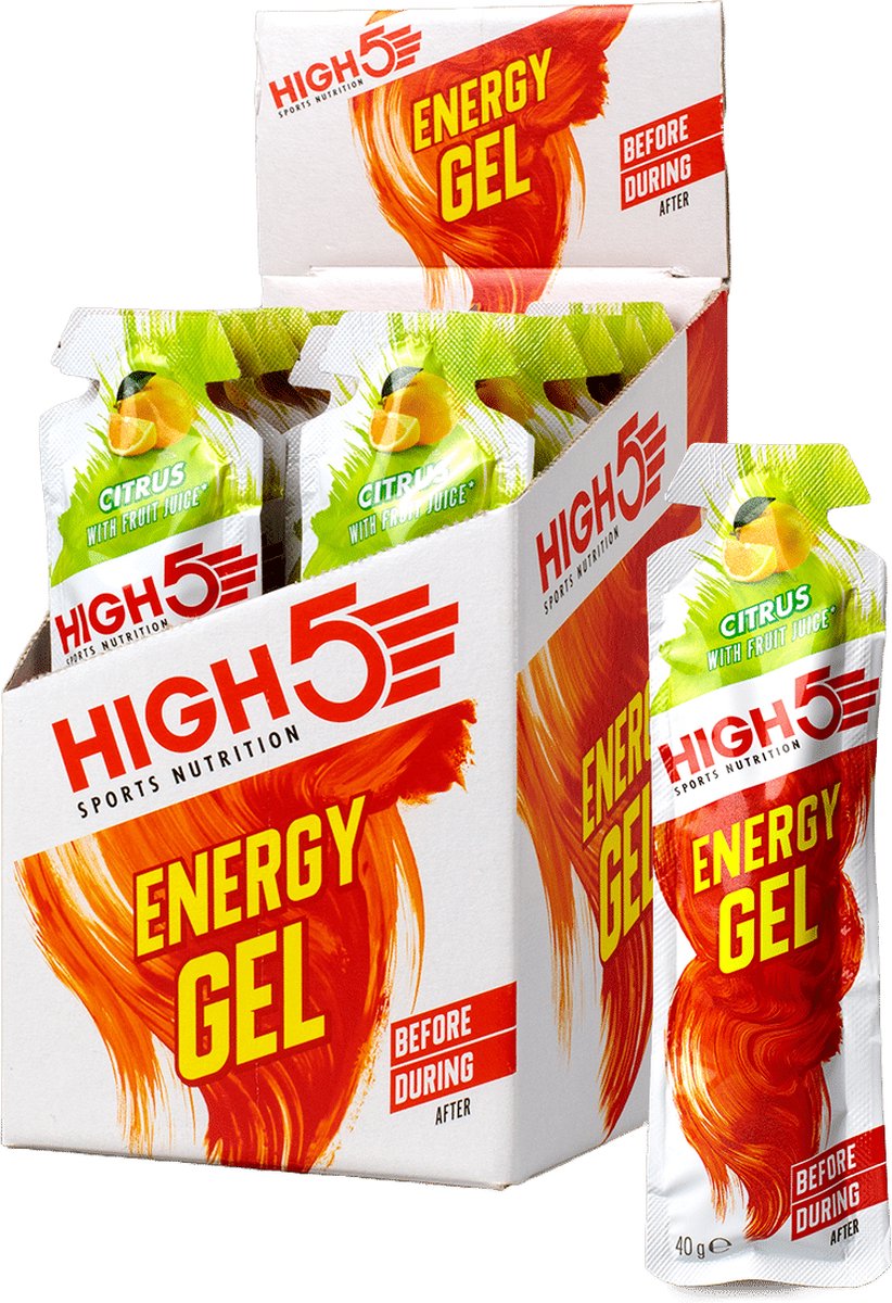 HIGH5 - Isotonic Energygel - Lemon smaak - Energie gel - Isotone Sportgel - Harlopen & Wielrennen - 20 x 40ml