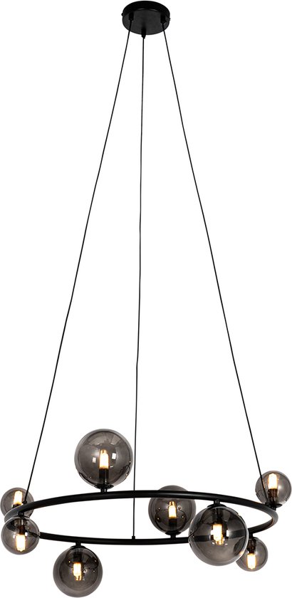 QAZQA monaco - Design Hanglamp - 8 lichts - Ø 60 cm - Grijs - Woonkamer | Slaapkamer | Keuken