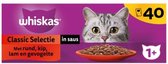 2x Whiskas 1+ Natvoer - Classic - Selectie in saus - maaltijdzakjes 40 x 85 g