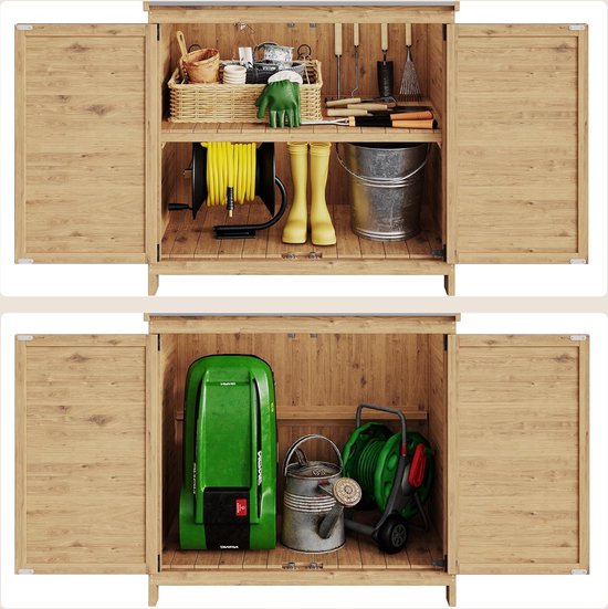 Bealife CC50 Abri de jardin avec plan de travail et table à plantes – 98x48x95 cm – Naturel